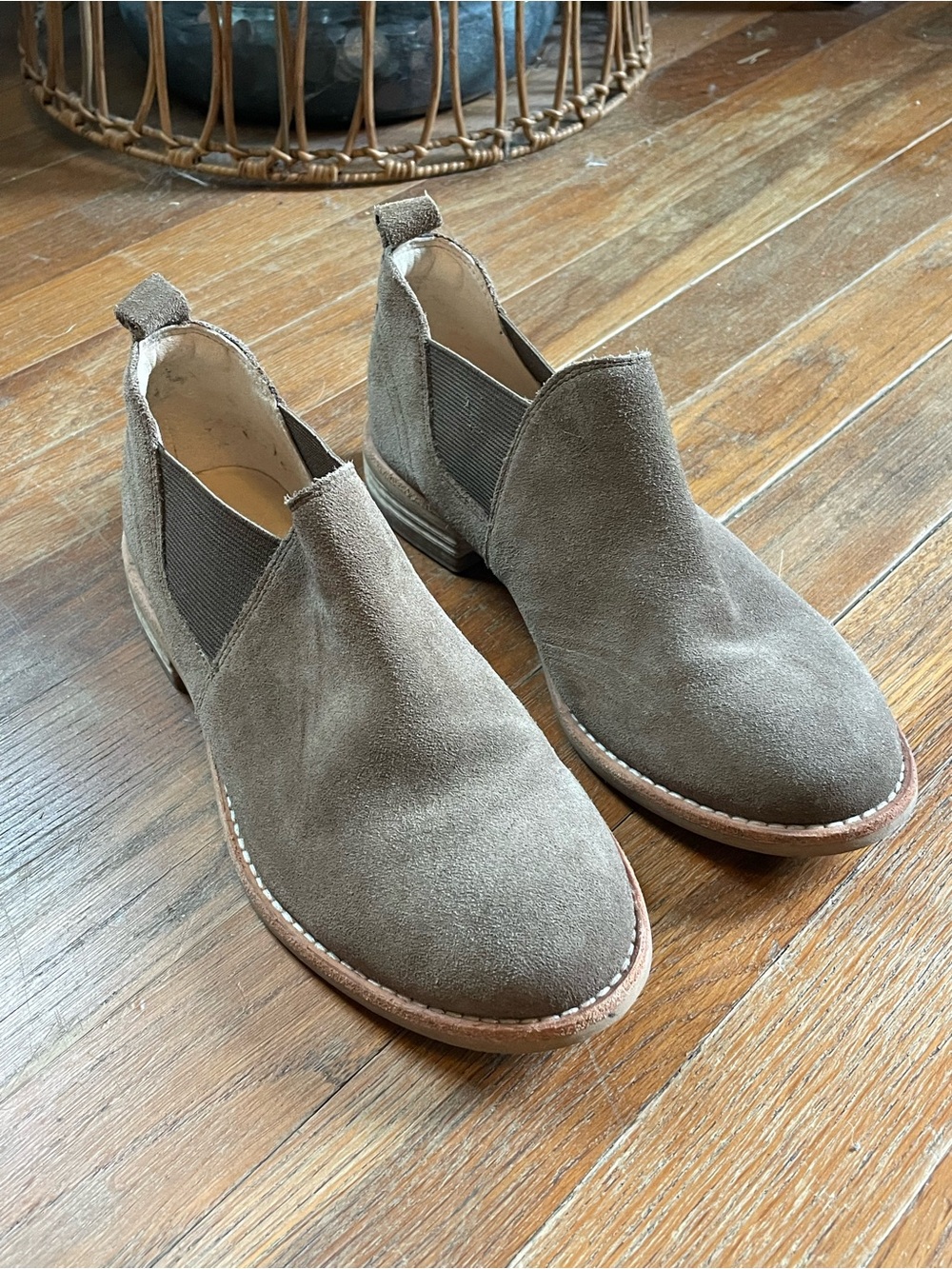 Clark’s Women’s Suede Slip-On Ankle Shoes in Taupe